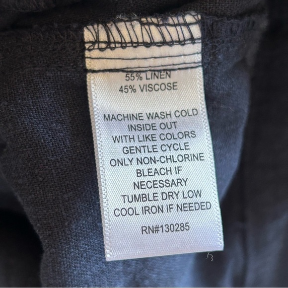 Per Se Navy Blue Lenin Straight Wide Leg Pant women Size Petite Small - Picture 3 of 8